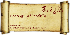 Baranyi Árpád névjegykártya