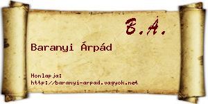 Baranyi Árpád névjegykártya